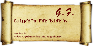 Gulyás Fábián névjegykártya